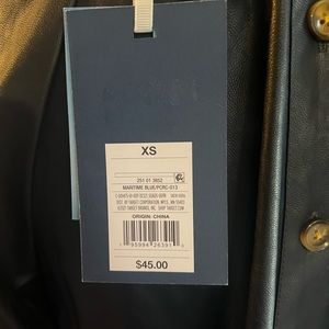 NWT Navy Faux Leather Blouse